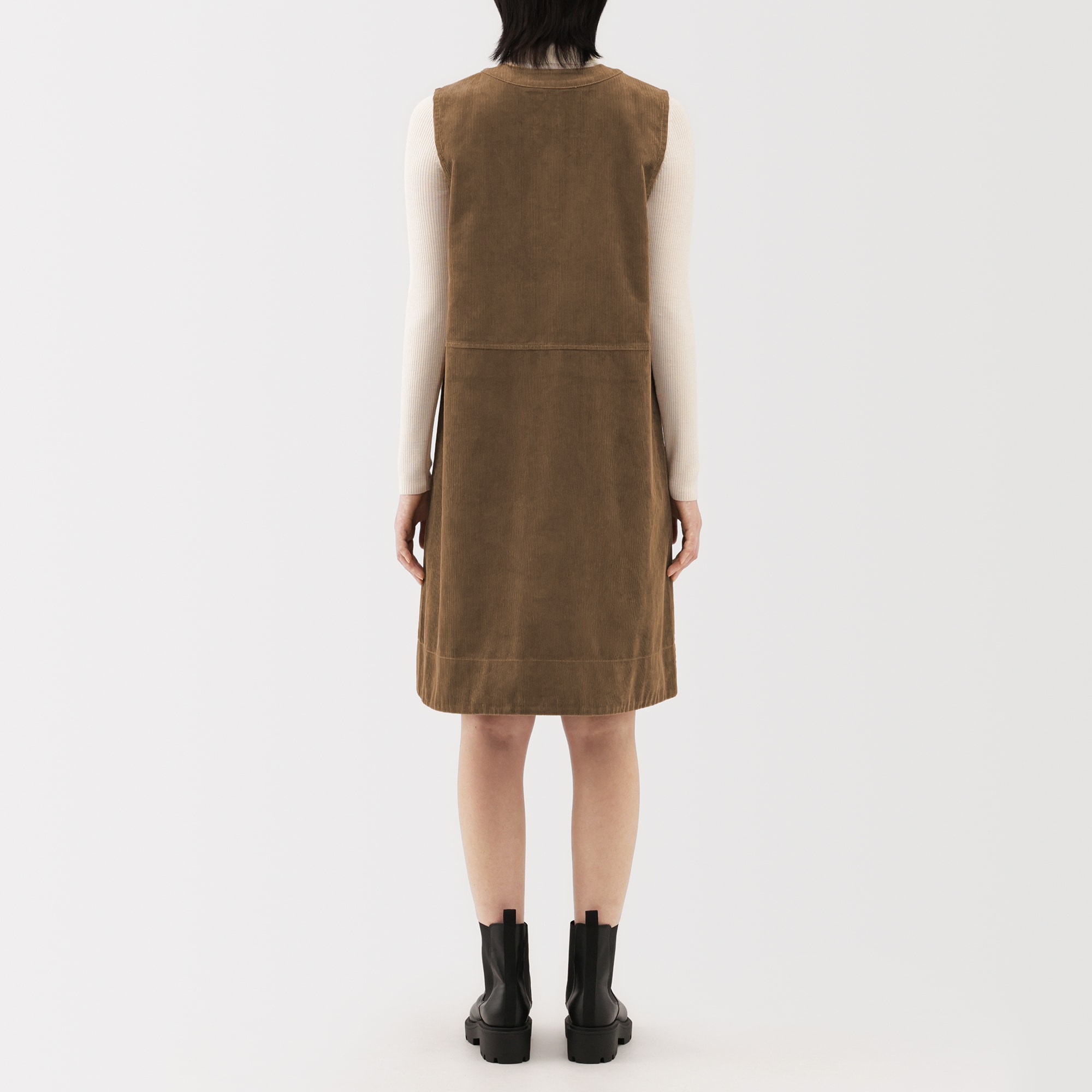 婦人　木の実から作ったカポック混コーデュロイジャンパースカート