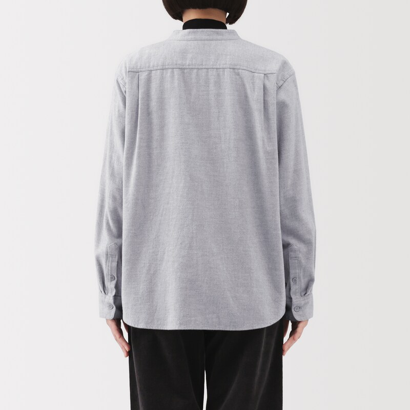 婦人 両面起毛フランネルスタンドカラー長袖ブラウス | 無印良品 