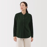 婦人　両面起毛フランネルスタンドカラー長袖ブラウス