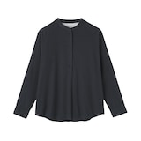 婦人　両面起毛フランネルスタンドカラー長袖ブラウス