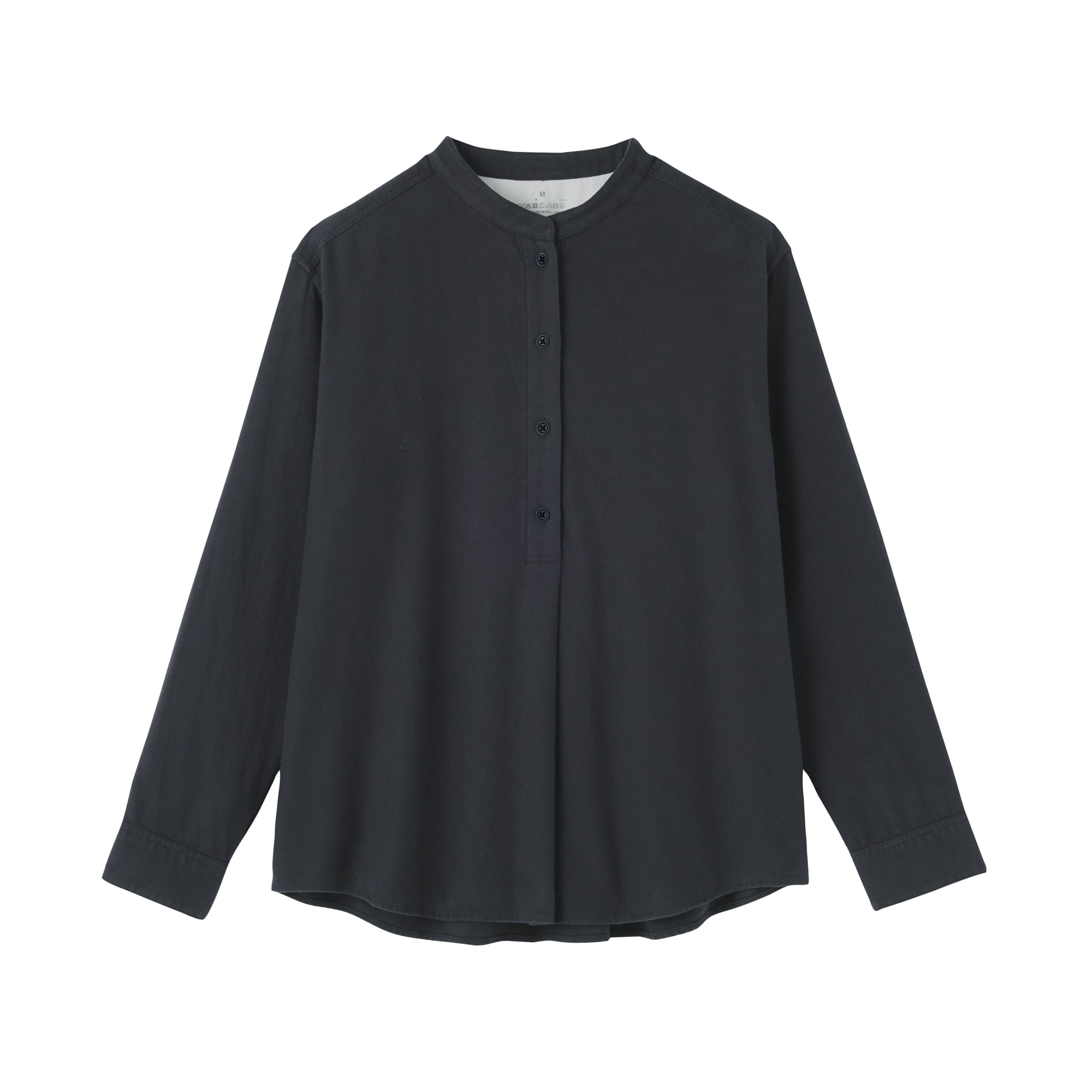 婦人　両面起毛フランネルスタンドカラー長袖ブラウス