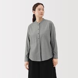 婦人　両面起毛フランネルスタンドカラー長袖ブラウス