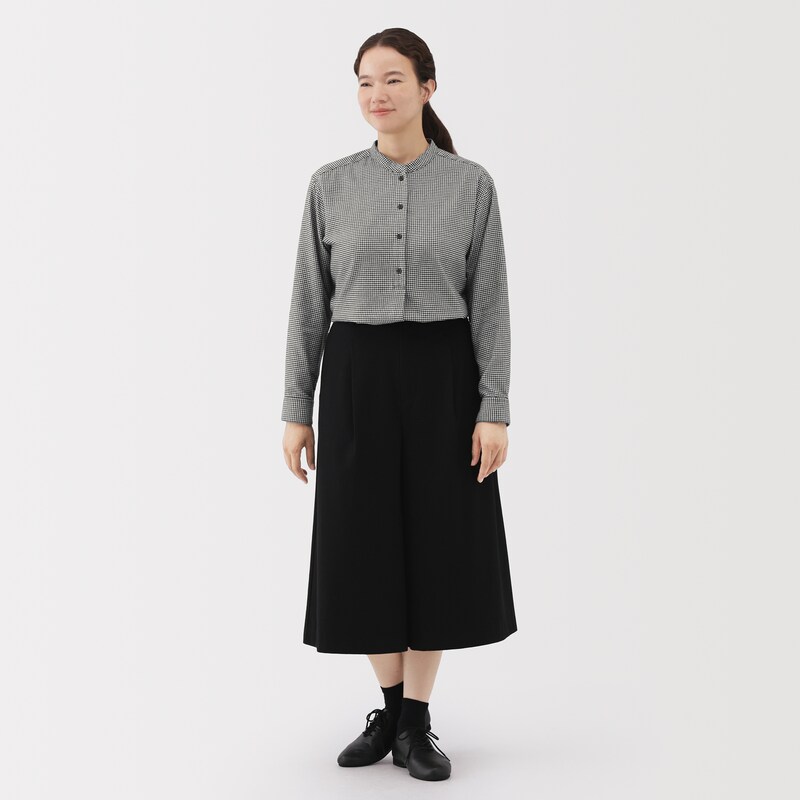 婦人 両面起毛フランネルスタンドカラー長袖ブラウス | 無印良品 