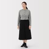 婦人　両面起毛フランネルスタンドカラー長袖ブラウス