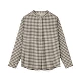 婦人　両面起毛フランネルスタンドカラー長袖ブラウス