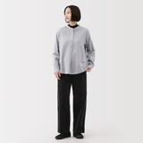 婦人　両面起毛フランネルスタンドカラー長袖ブラウス