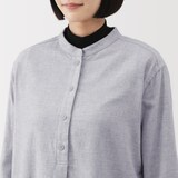 婦人　両面起毛フランネルスタンドカラー長袖ブラウス