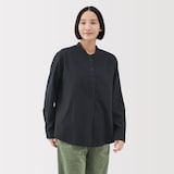 婦人　両面起毛フランネルスタンドカラー長袖ブラウス