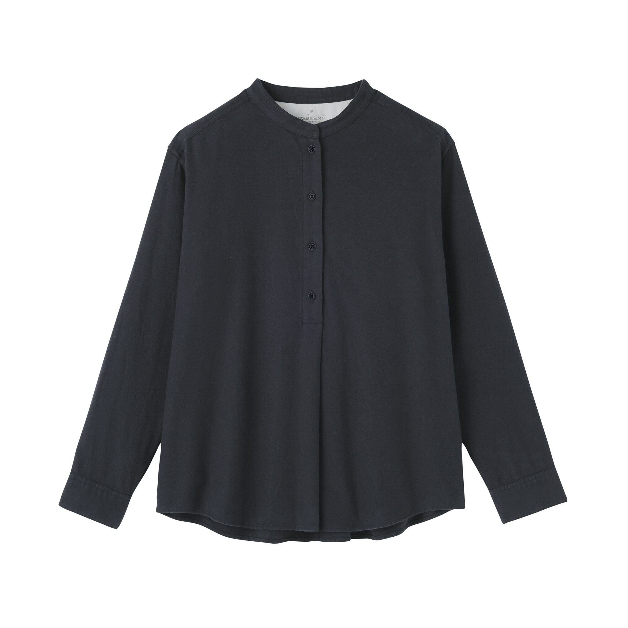 婦人　両面起毛フランネルスタンドカラー長袖ブラウス