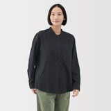 婦人　両面起毛フランネルスタンドカラー長袖ブラウス