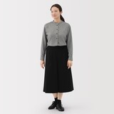 婦人　両面起毛フランネルスタンドカラー長袖ブラウス