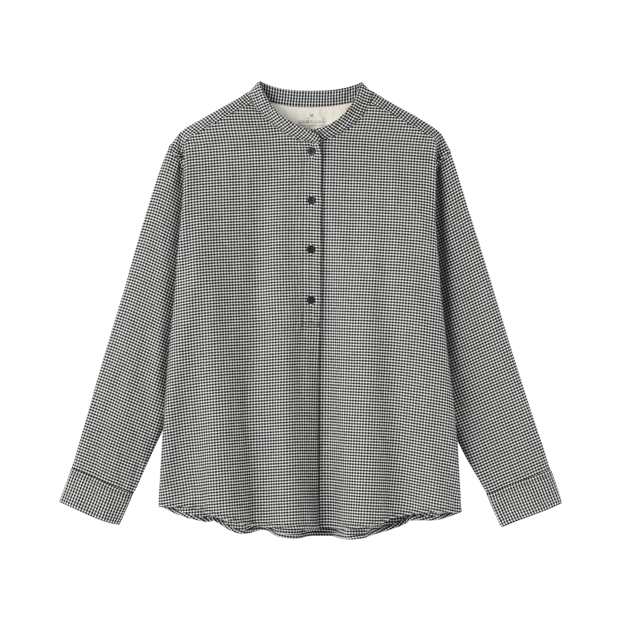 婦人　両面起毛フランネルスタンドカラー長袖ブラウス