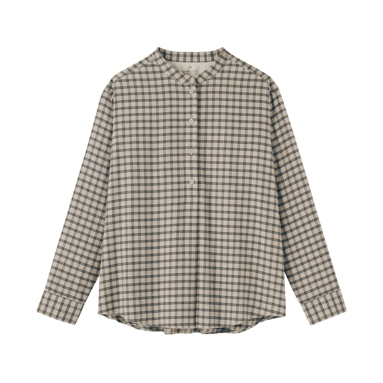 婦人　両面起毛フランネルスタンドカラー長袖ブラウス