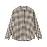 婦人　両面起毛フランネルスタンドカラー長袖ブラウス