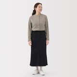 婦人　両面起毛フランネルスタンドカラー長袖ブラウス