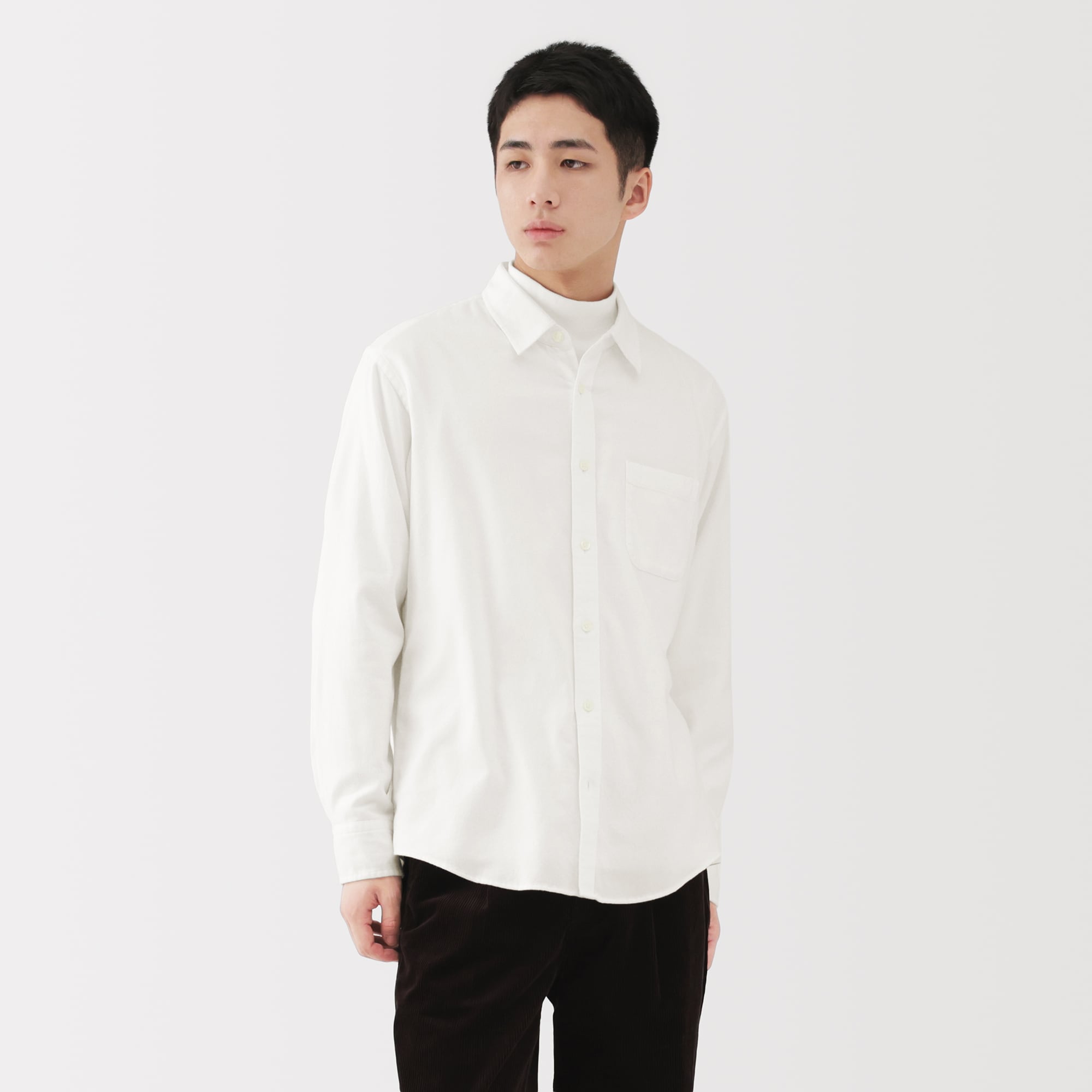紳士 両面起毛フランネル長袖シャツ | 無印良品