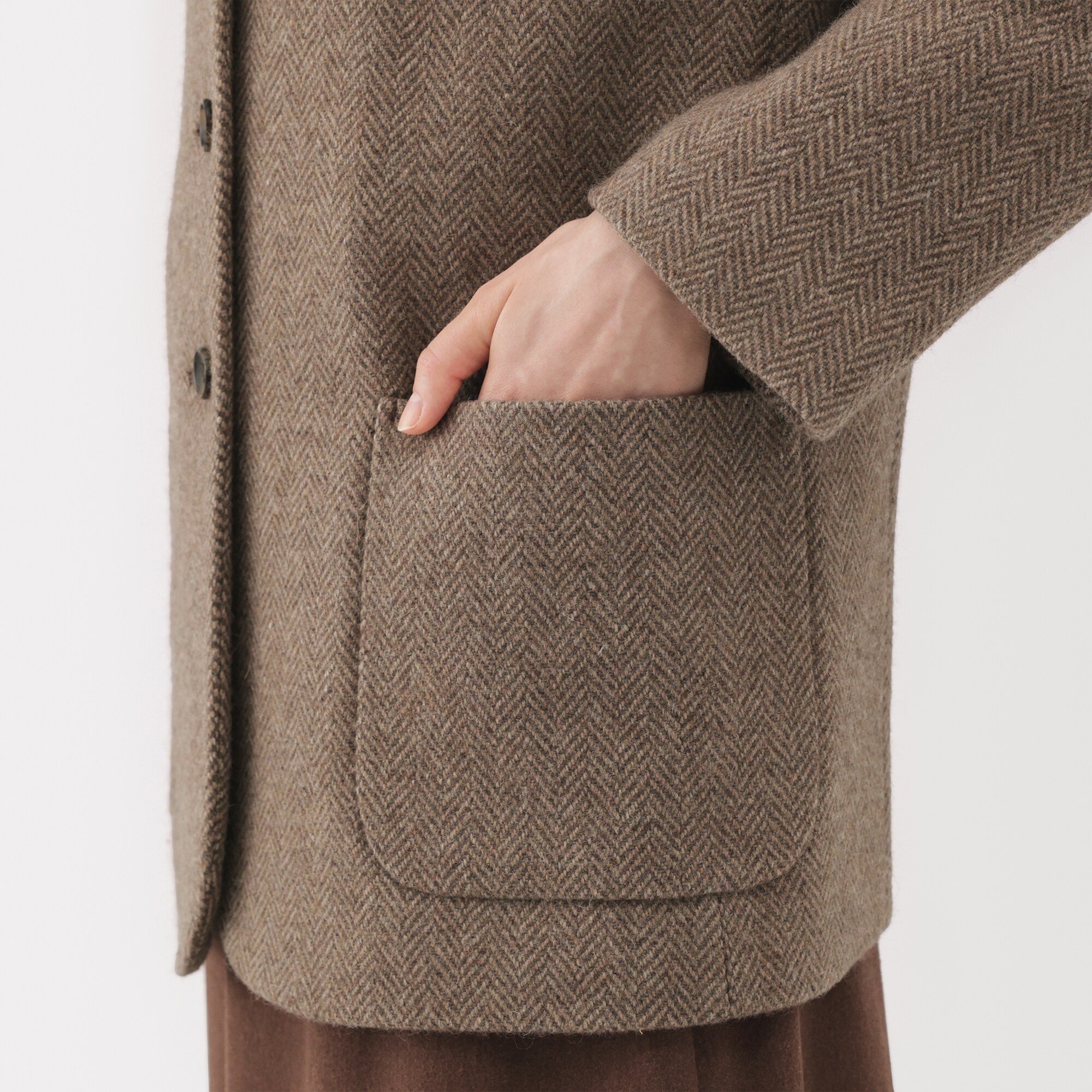 婦人 再生ウール混 ツイードジャケット（サンドベージュ） | 無印良品