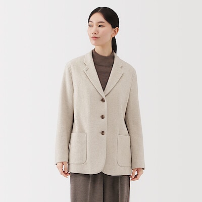 【１０月上旬発売予定】婦人　再生ウール混　ツイードジャケット（サンドベージュ）