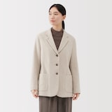 婦人　再生ウール混　ツイードジャケット（サンドベージュ）