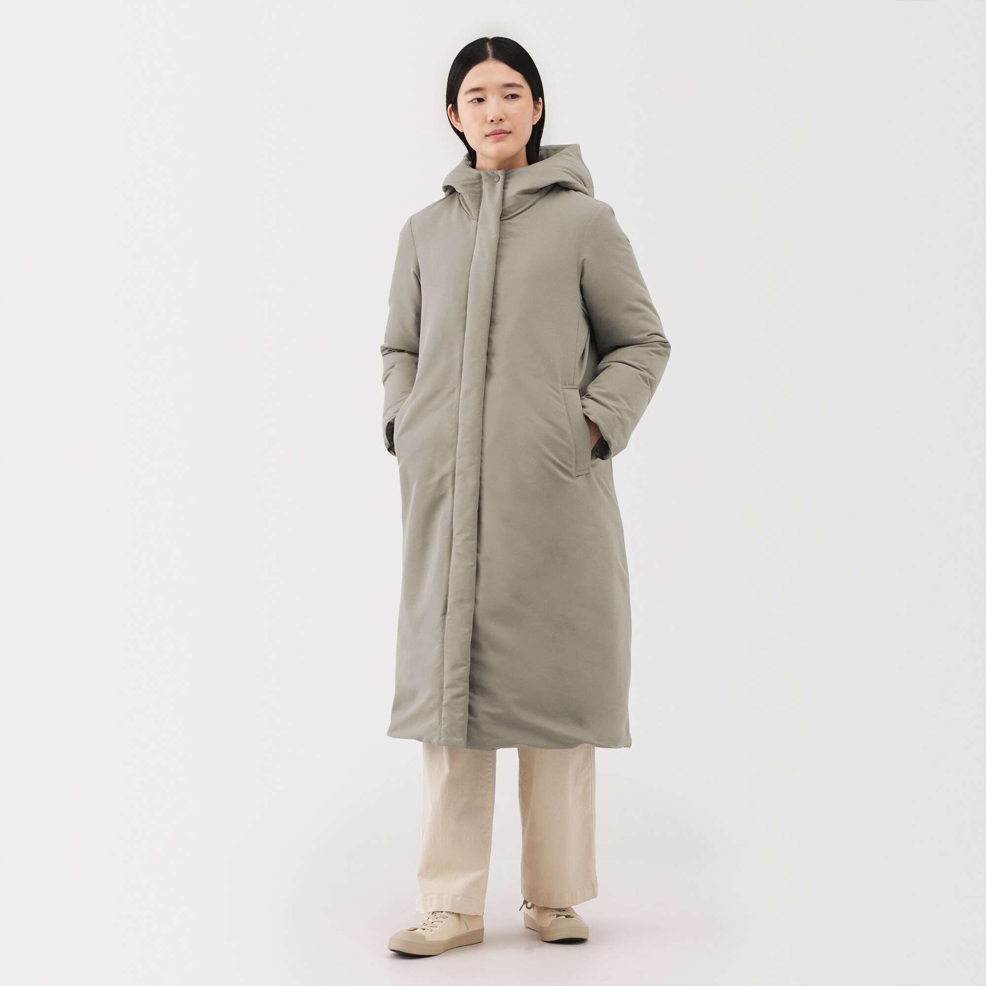 新品タグ付き／無印良品 ダウンロングコート ／大きいサイズXLダークブラウン撥水 婦人 撥水ダウンロングコート | 無印良品