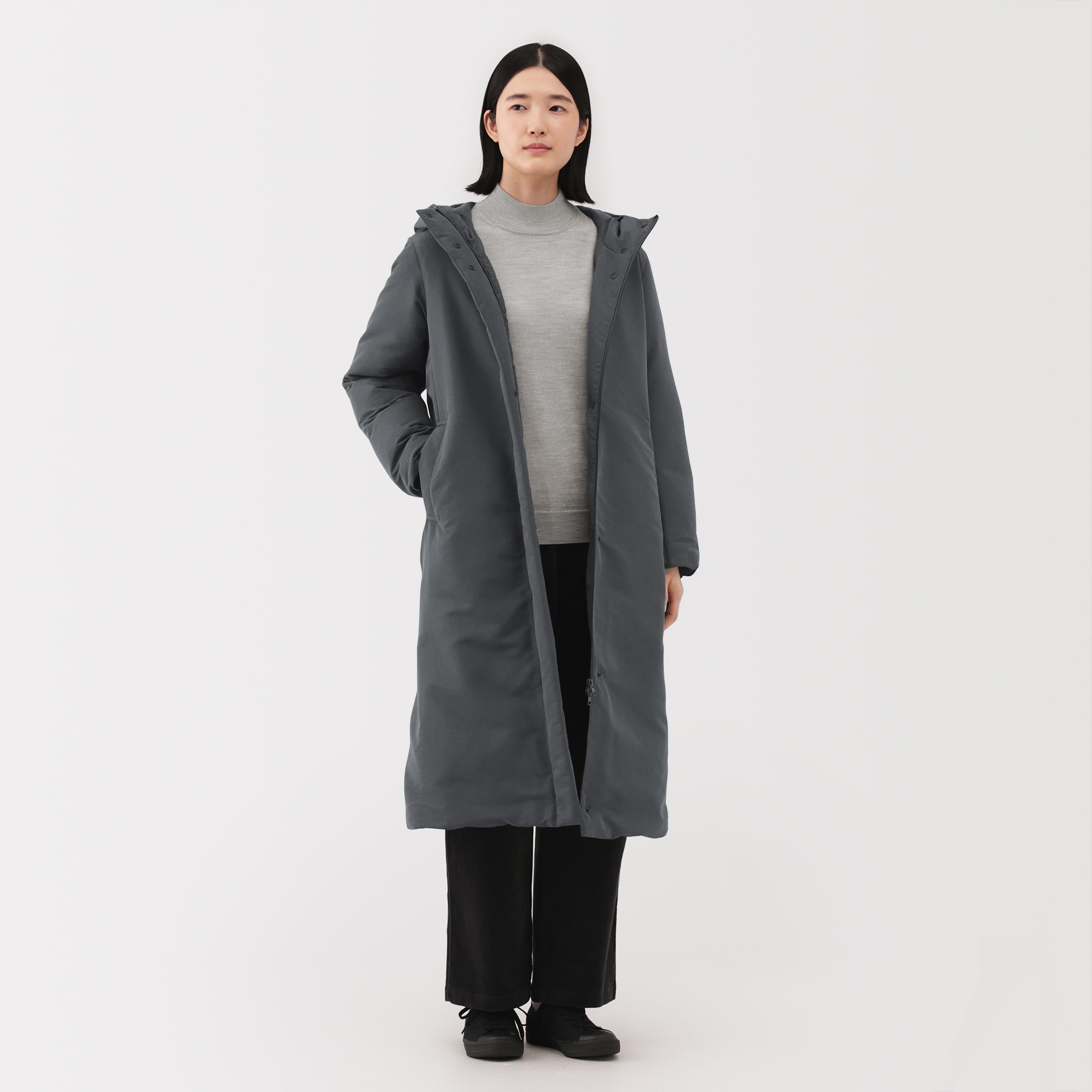 新品タグ付き／無印良品 ダウンロングコート ／大きいサイズXLダークブラウン撥水 婦人 撥水ダウンロングコート | 無印良品