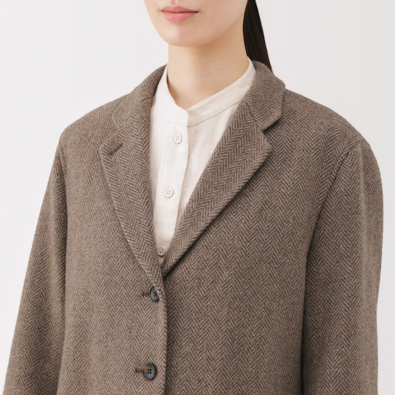 婦人　再生ウール混ツイードジャケット（ブラウン柄）