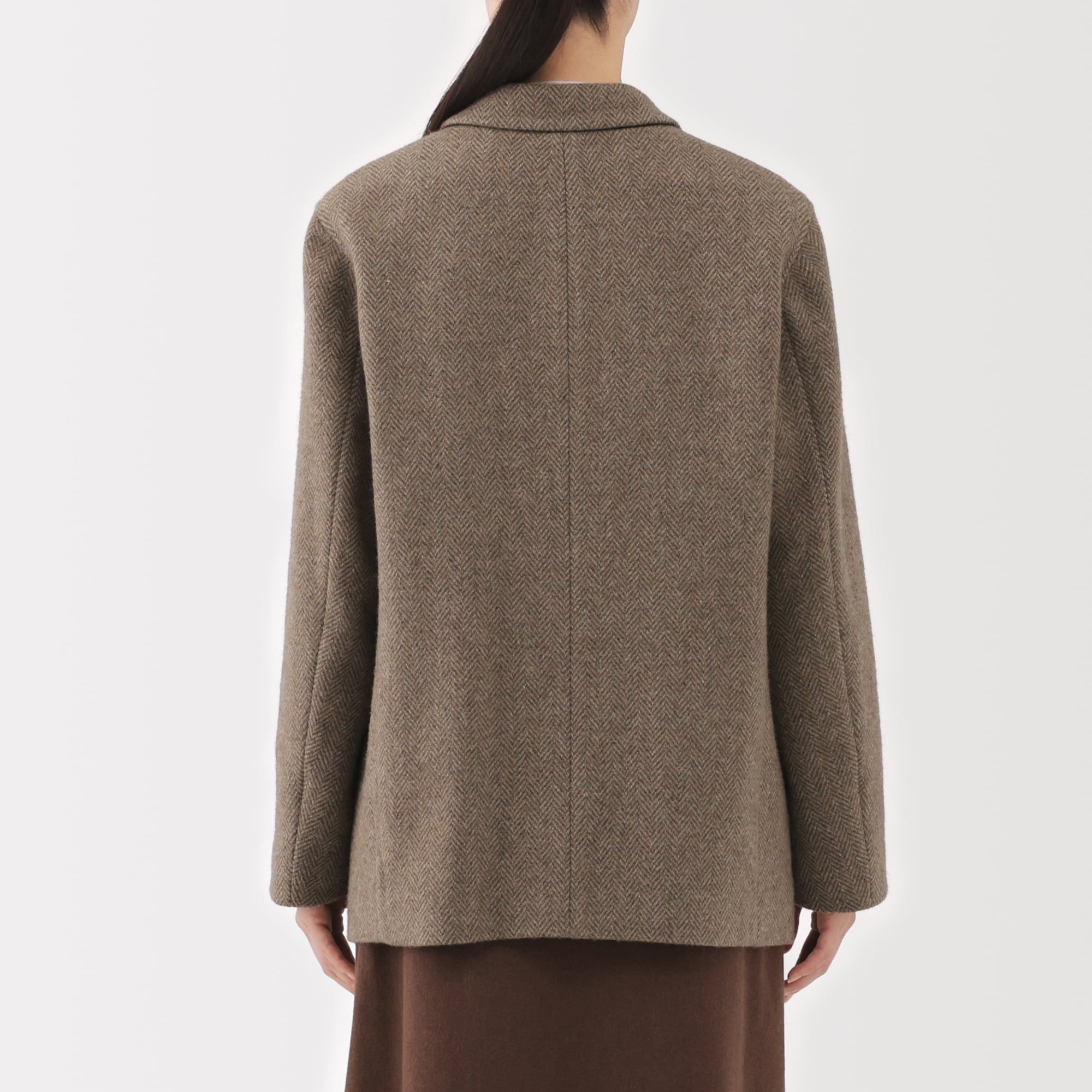 婦人　再生ウール混ツイードジャケット（ブラウン柄）