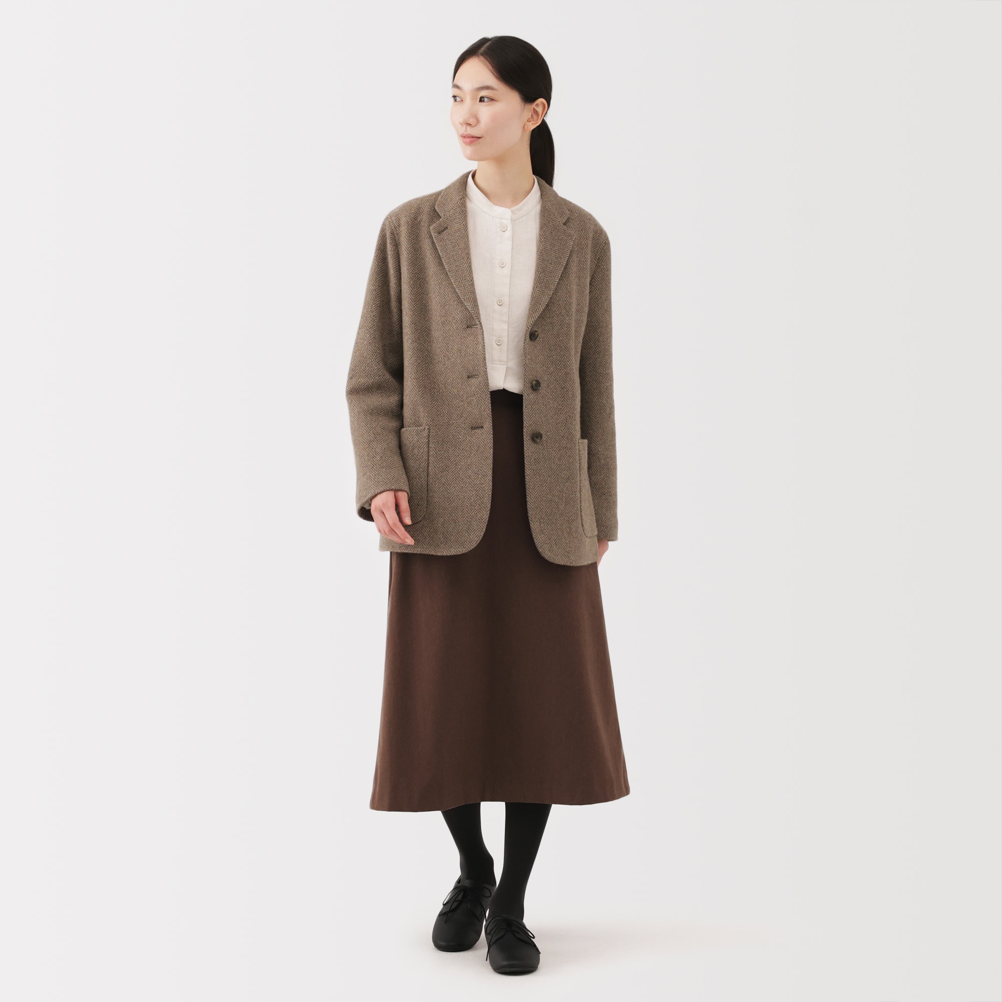 婦人 再生ウール混ツイードジャケット（ブラウン柄） | 無印良品