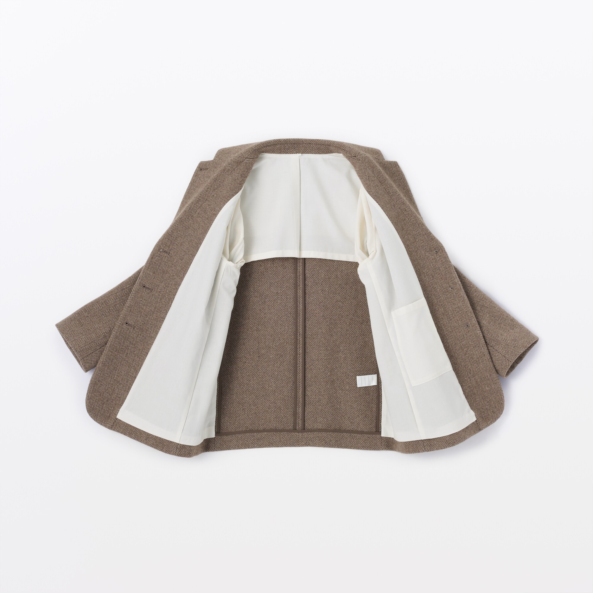 マルニ　ツイードジャケット　ノーカラー　フリンジ　モヘア混　ブラウン×グリーン 23区（ニジュウサンク） ジャケット ノーカラージャケット 「滝沢