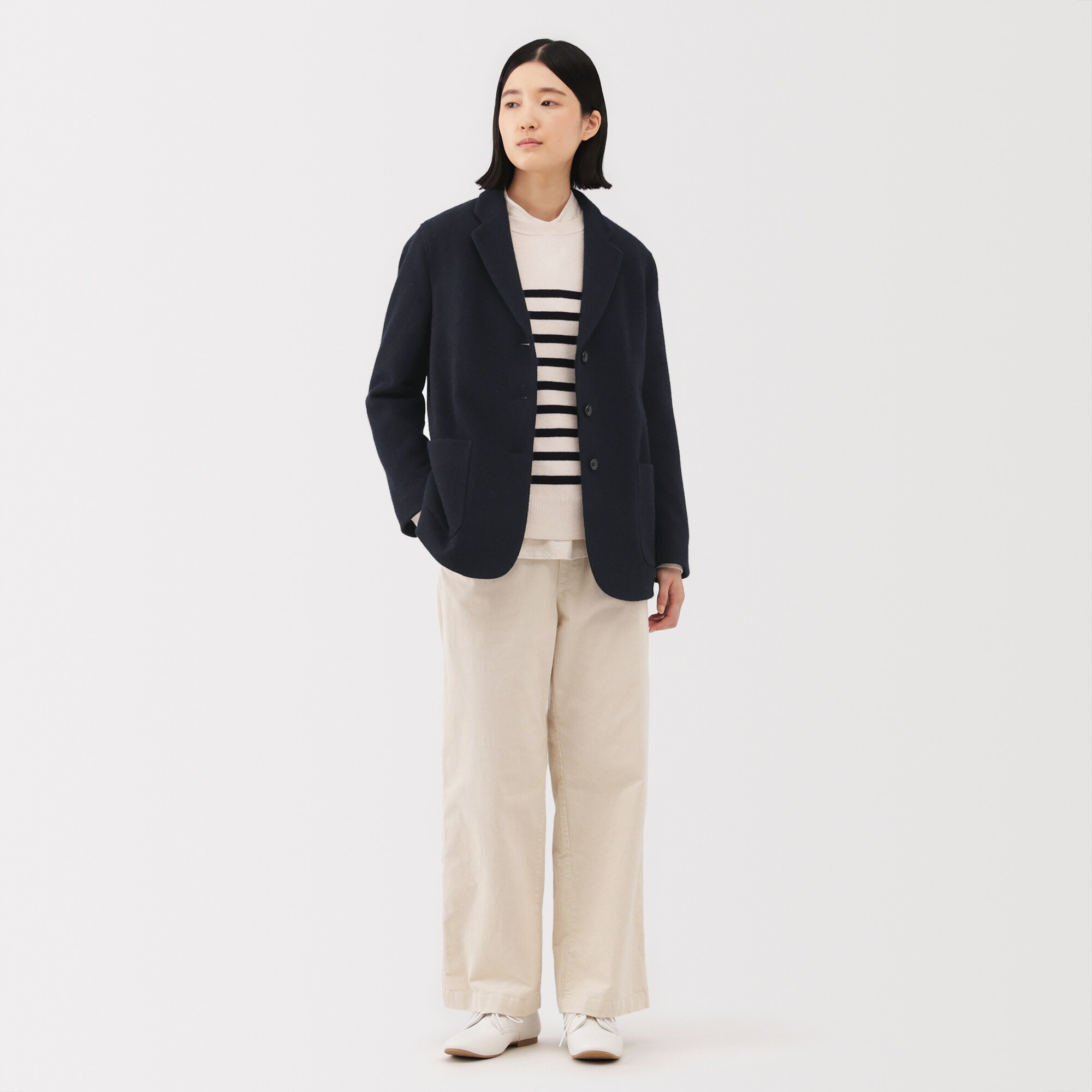 婦人　再生ウール混ツイードジャケット（ダークネイビー柄）