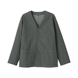 紳士　縦横ストレッチ起毛ヘリンボーン　カーディガン