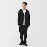 紳士　縦横ストレッチ起毛ヘリンボーン　カーディガン