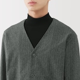 紳士　縦横ストレッチ起毛ヘリンボーン　カーディガン