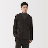 紳士　縦横ストレッチ起毛ヘリンボーン　カーディガン