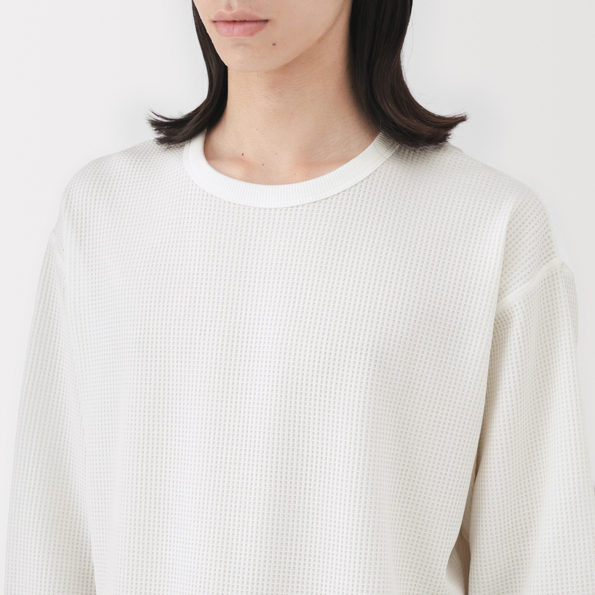 紳士　ＵＶカット乾きやすいワッフルクルーネック長袖Ｔシャツ