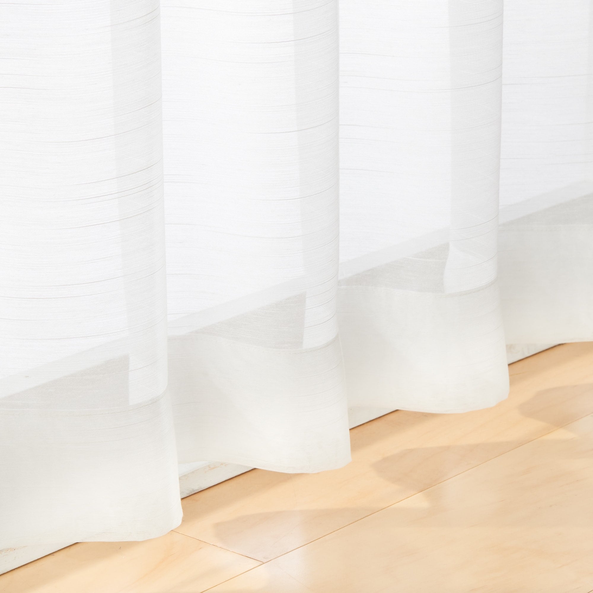 ポリエステル分繊糸ボイル（防炎）プリーツカーテン２倍ヒダ／オフ白