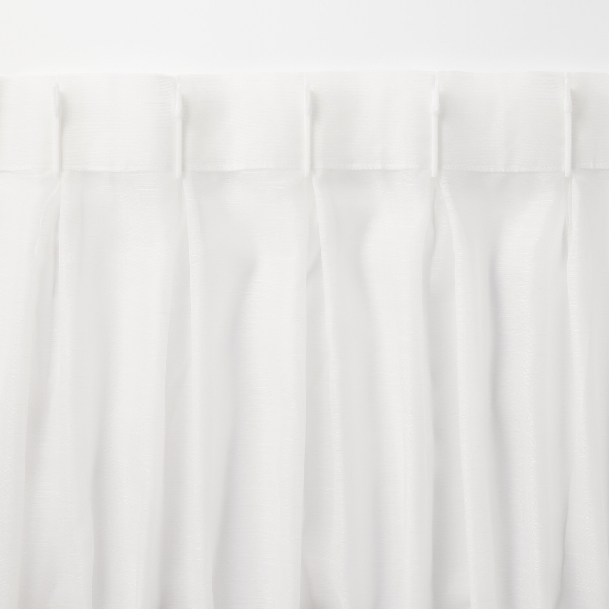 ポリエステル分繊糸ボイル（防炎）プリーツカーテン２倍ヒダ／オフ白
