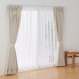 ポリエステル分繊糸ボイル（防炎）プリーツカーテン２倍ヒダ／オフ白