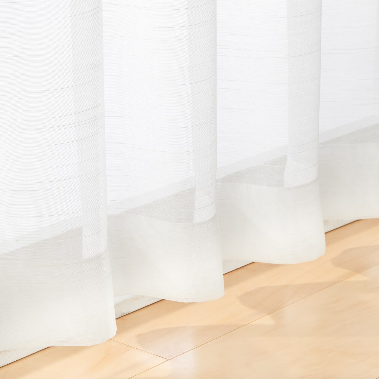 ポリエステル分繊糸ボイル（防炎）プリーツカーテン２倍ヒダ／オフ白