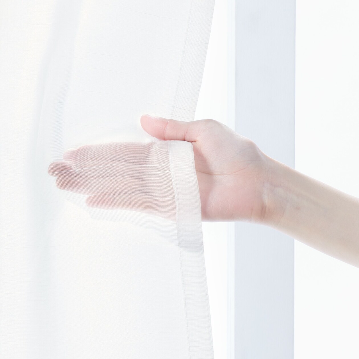 ポリエステル分繊糸ボイル（防炎）プリーツカーテン２倍ヒダ／オフ白