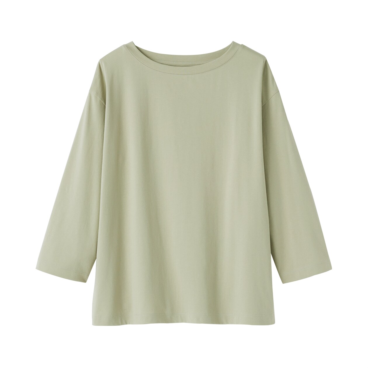 婦人　天竺編みボートネック七分袖Ｔシャツ