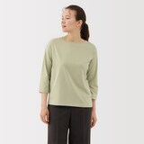 婦人　天竺編みボートネック七分袖Ｔシャツ