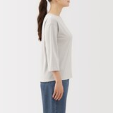 婦人　天竺編みボートネック七分袖Ｔシャツ