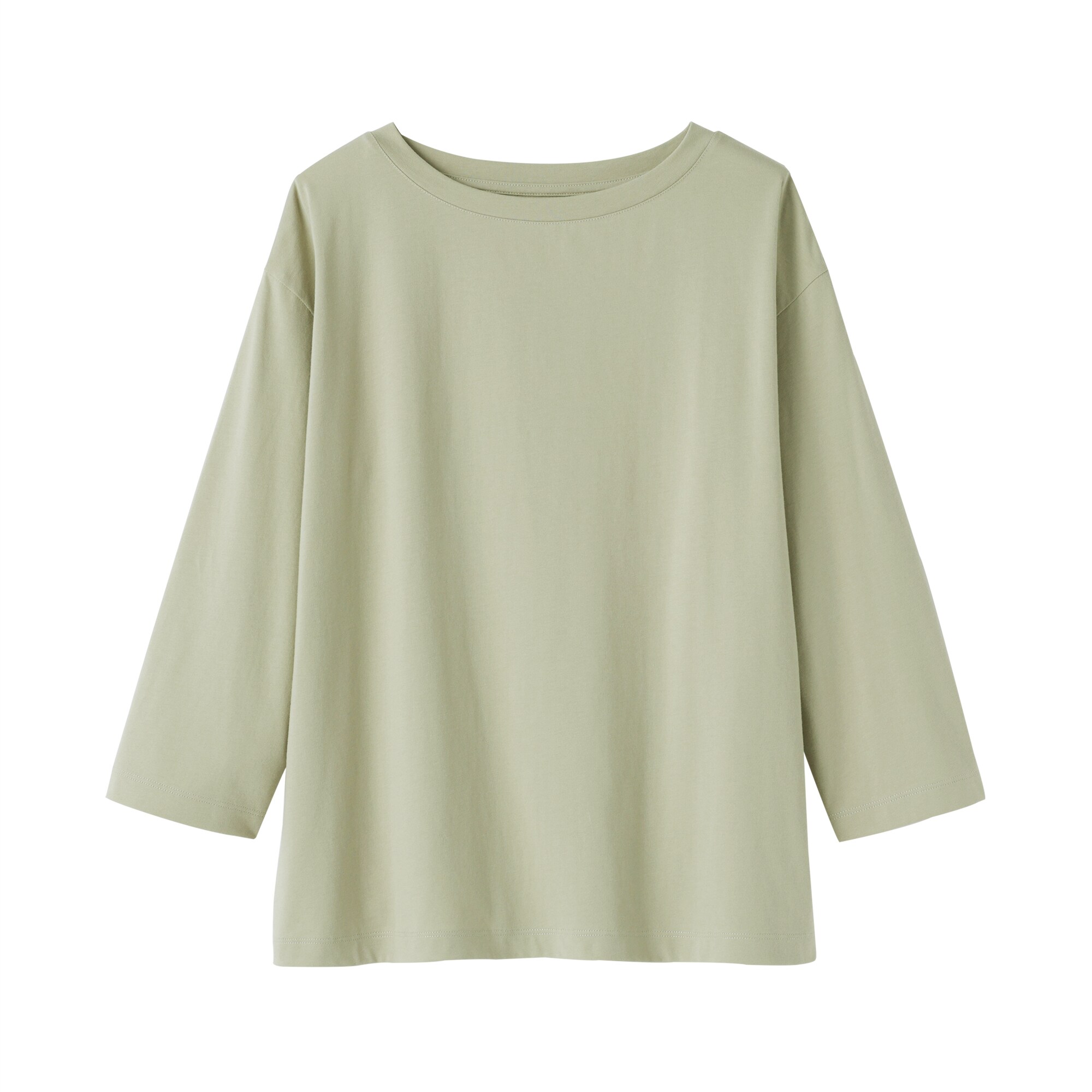 婦人　天竺編みボートネック七分袖Ｔシャツ