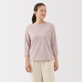 婦人　天竺編みボートネック七分袖Ｔシャツ