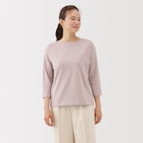 婦人　天竺編みボートネック七分袖Ｔシャツ