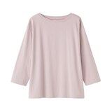 婦人　天竺編みボートネック七分袖Ｔシャツ