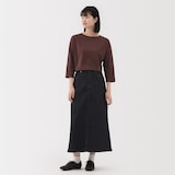 婦人　天竺編みボートネック七分袖Ｔシャツ