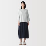 婦人　天竺編みボートネック七分袖Ｔシャツ