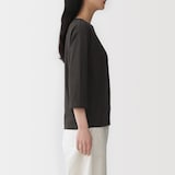 婦人　天竺編みボートネック七分袖Ｔシャツ